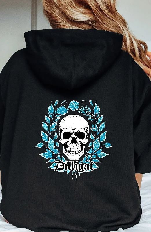 Personalized Series Blue Vine Skull Pullover Hoodie