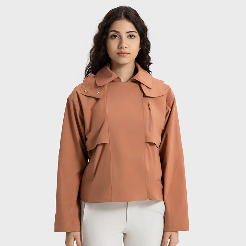 Personal Design Windproof, Waterproof And Breathable Short Trench Coat Women's Detachable