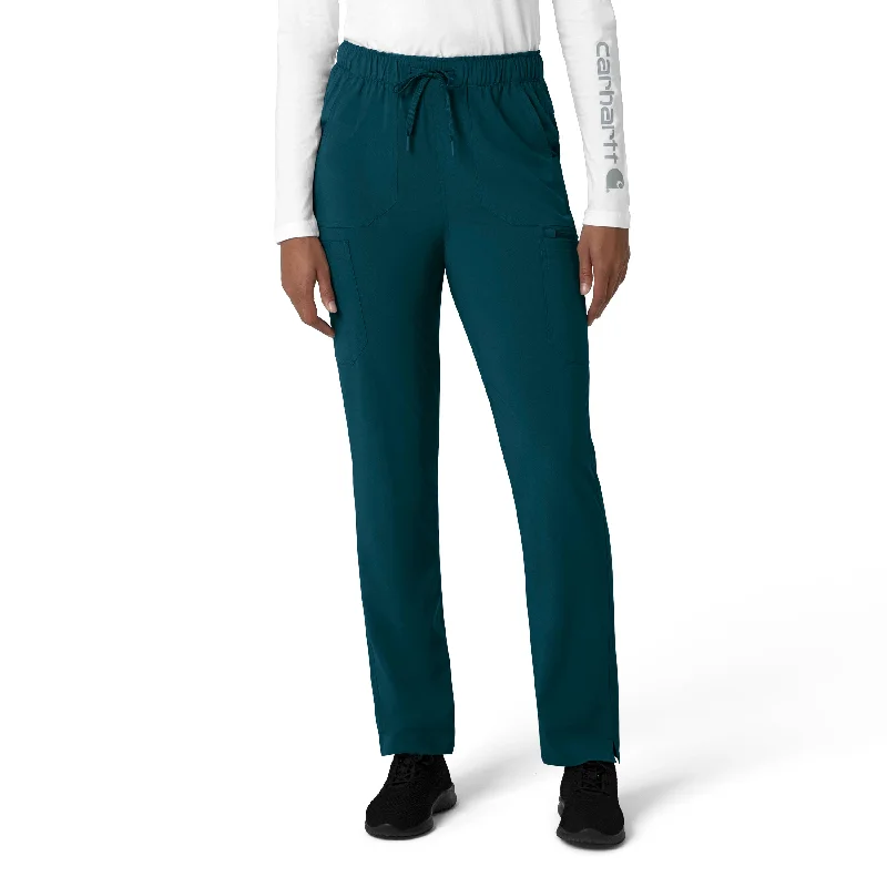 Street Vertical And Horizontal Design Carhartt Force Cross-Flex Women's Straight Leg Cargo Scrub Pant - Caribbean