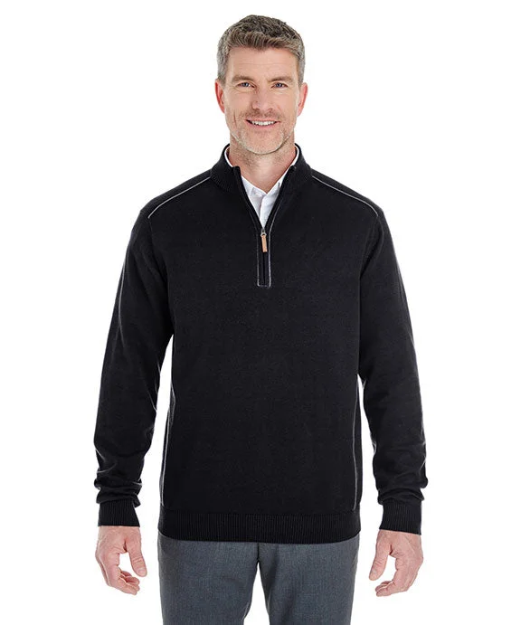 Fashion Classic DG478 - Devon & Jones Mens Manchester Fully-Fashioned Quarter-Zip Sweater | Black/Graphite