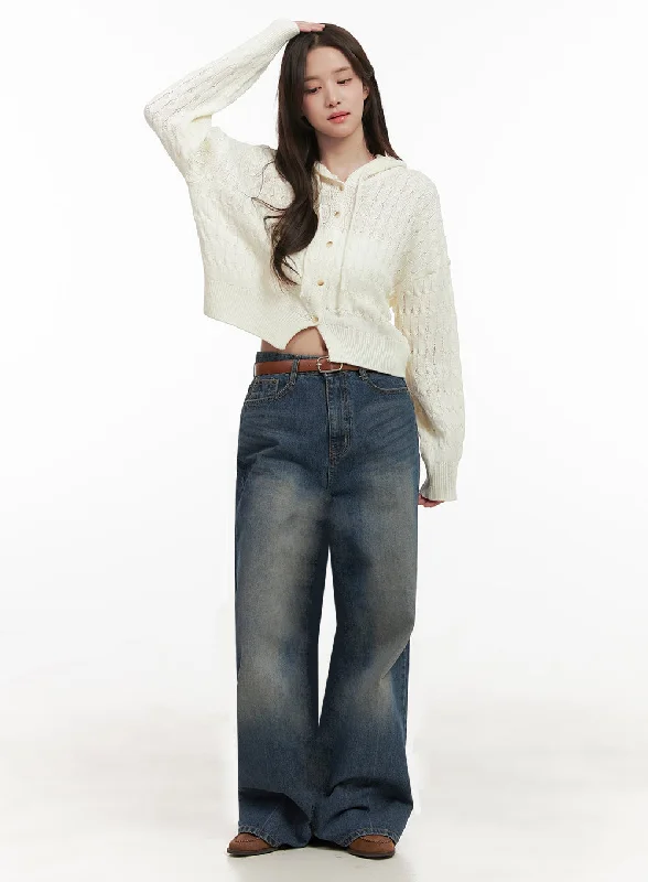 Avant-garde Design Genie Washed Wide-Fit Bootcut Jeans IJ510