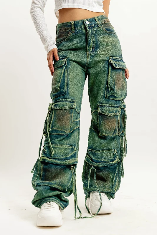 Loose Fit Acid Street Style Cargo Jeans