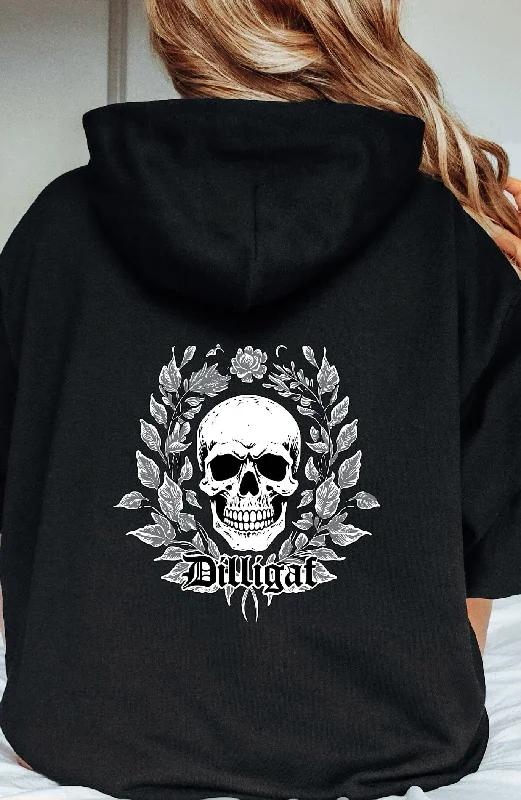 European Plan Grey Vine Skull Pullover Hoodie