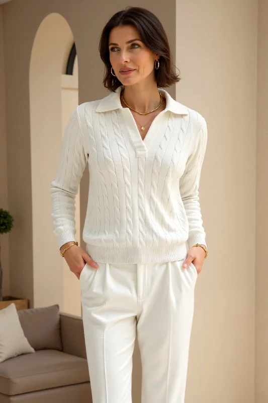 Cool Breeze At Night Smart Luxury Premium Cable Knit Sweater Women