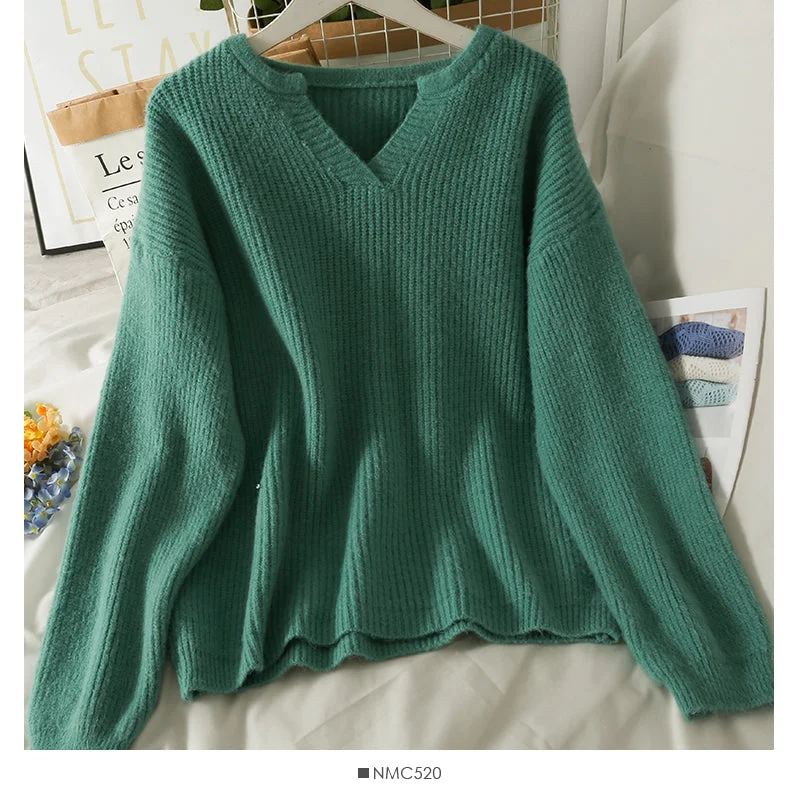 Classic Style Korean version of thin, medium and long Pullover solid color sweater female  1786