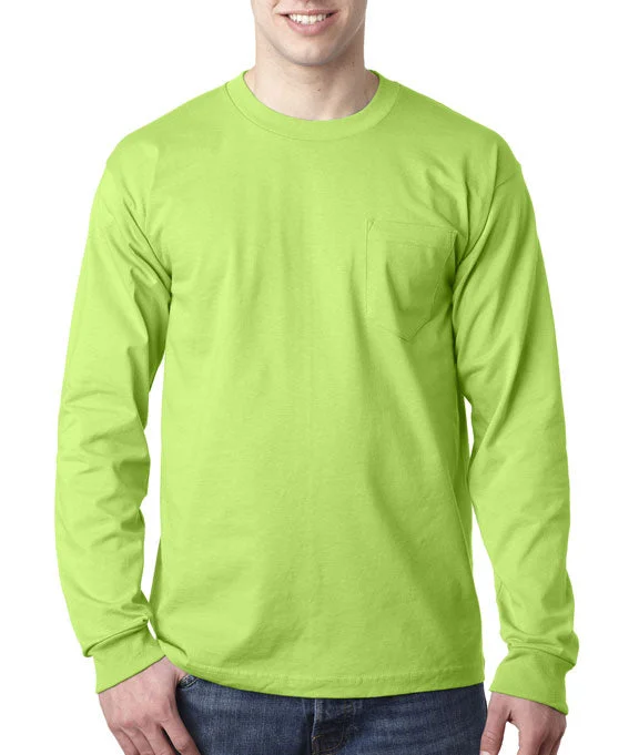 High-end Design 8100 - Bayside Adult Long-Sleeve T-Shirt w/ Pocket | Lime