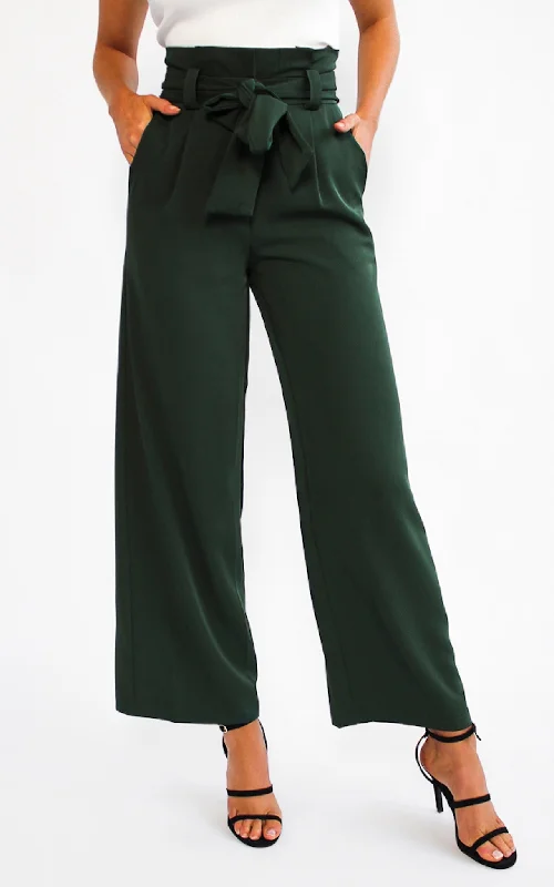 Soft Looks Nookie Wide Leg Pants - Forest Green
