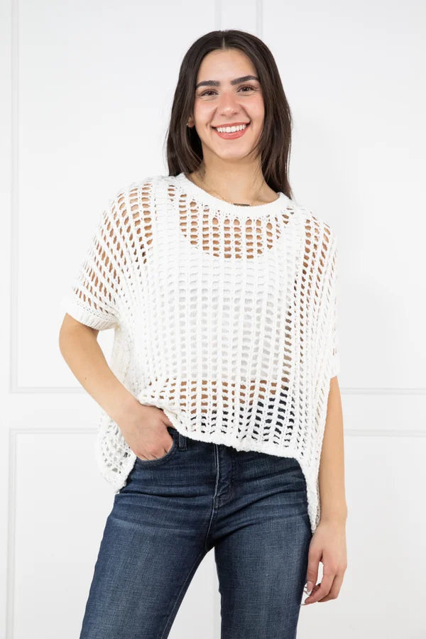 Simple Solid Color Can't Resist It Women's Layerable Short Sleeve Sweater Top