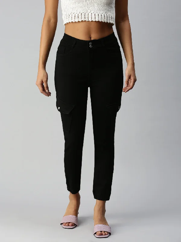 Must-have For Fashion Women's Black Solid Denim Jeans