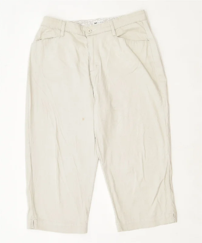 Single-shoulder Neck Design LEE Womens Bermuda Shorts UK 12 Medium W32 Off White Cotton Vintage