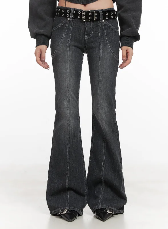 Trendy Traveler Candace Seam Line Low-Waist Flared Jeans CJ517