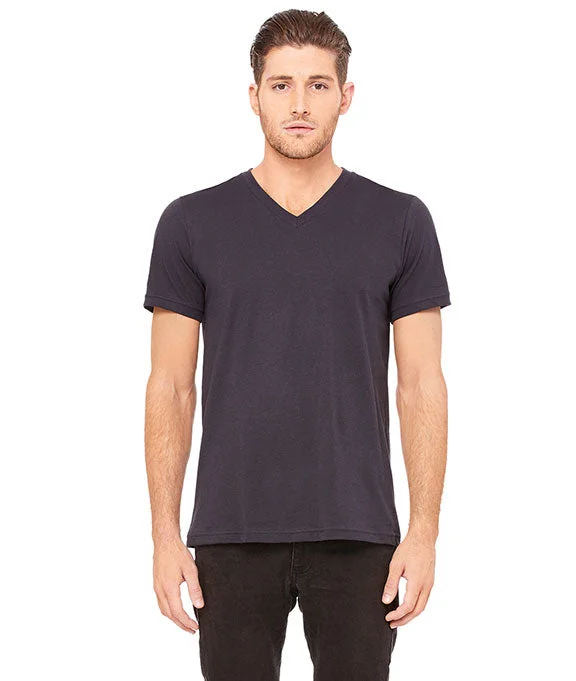Simple Solid Color 3005 - Bella + Canvas Unisex Jersey Short-Sleeve V-Neck T-Shirt | Dark Grey
