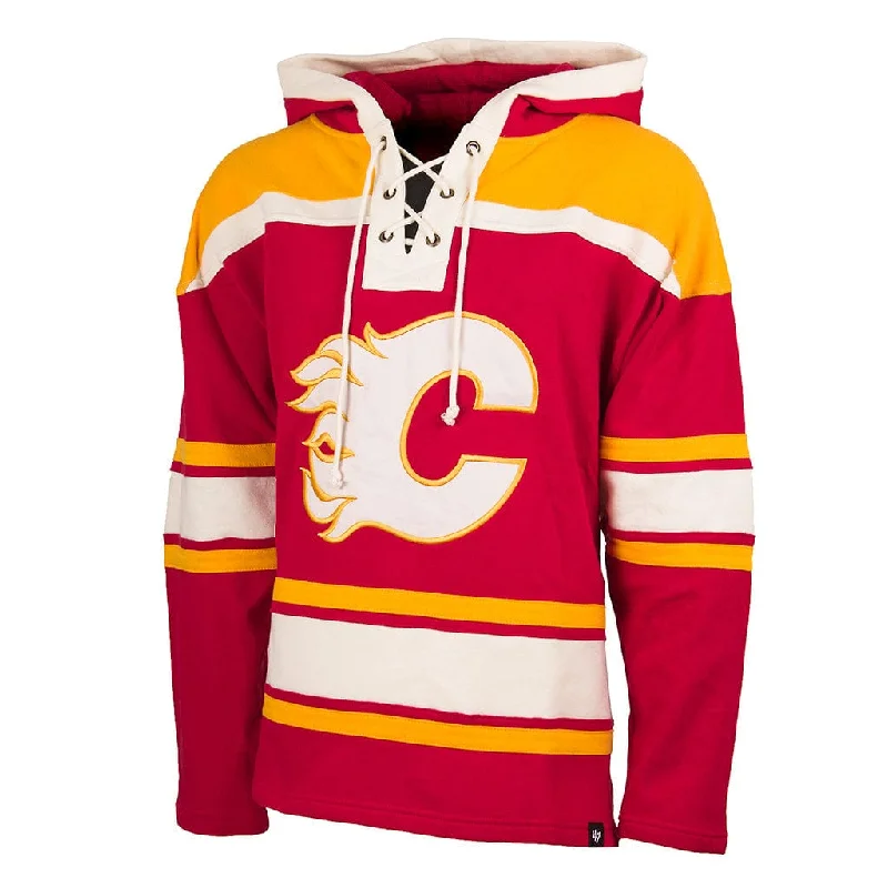 High Street Design 47 Brand NHL Lacer Fleece Mens Hoody - Calgary Flames