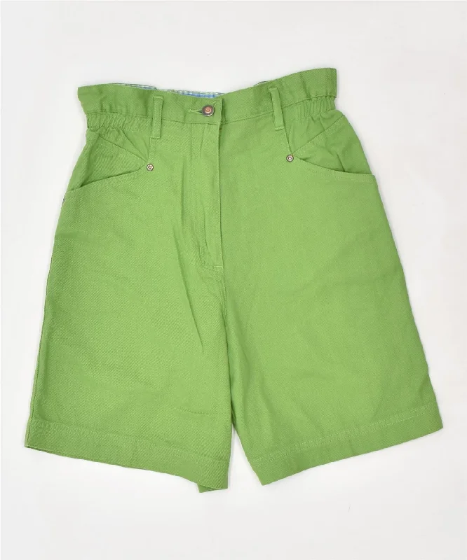 Literary Style COSMOS Womens High Waist Bermuda Shorts EU 36 Small W26 Green Cotton
