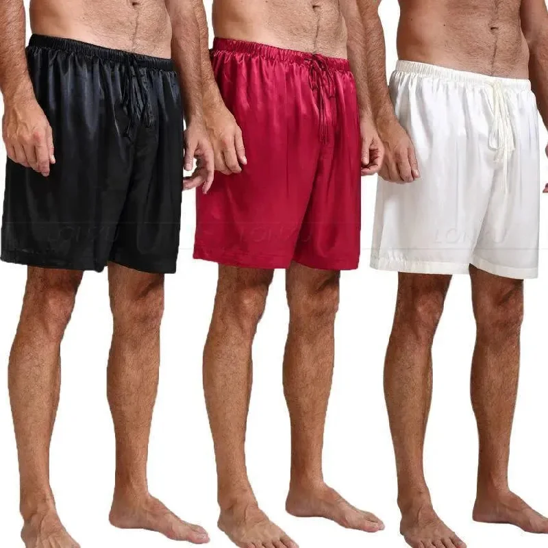 Celebrity Style Off Track Men Silk Pajama Shorts