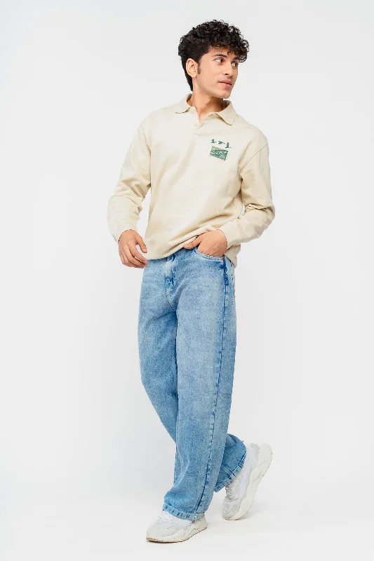 Urban Sense Blue Abrasion Straight Men's Jeans