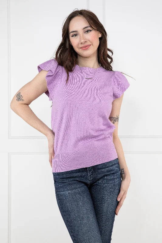 All-Day Comfort Changing Winds Women's Short Ruffle Sleeve Sweater