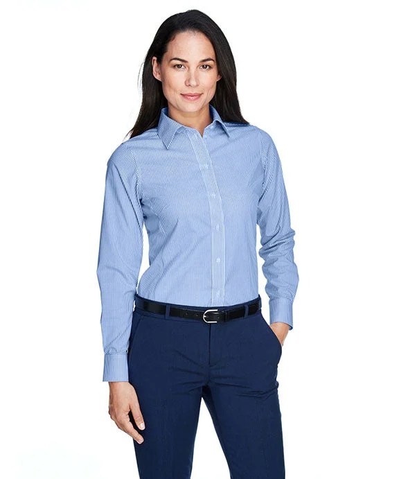 Casual Elegance D645W - Devon & Jones Ladies Crown Woven Collection™ Banker Stripe Shirt | French Blue