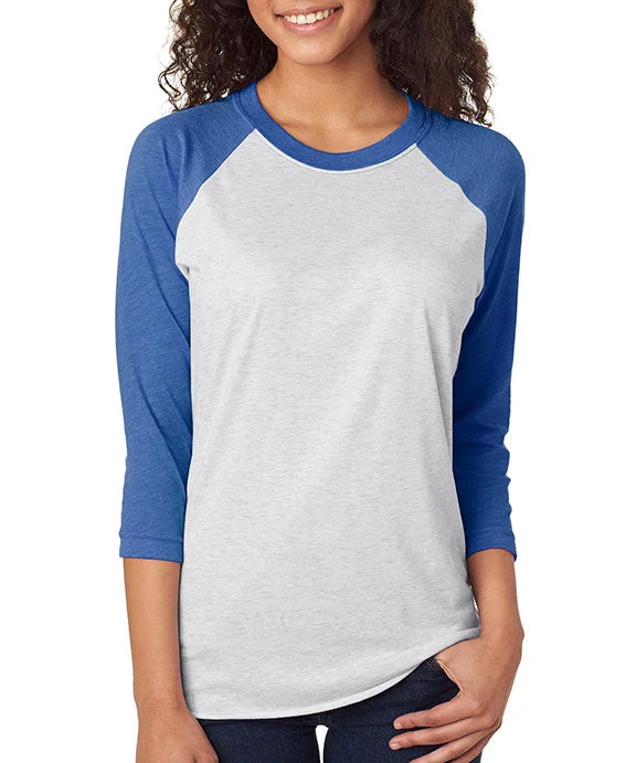 Thin Design 6051 - Next Level Unisex Triblend 3/4-Sleeve Raglan T-Shirt | Vintage Royal/Heather White
