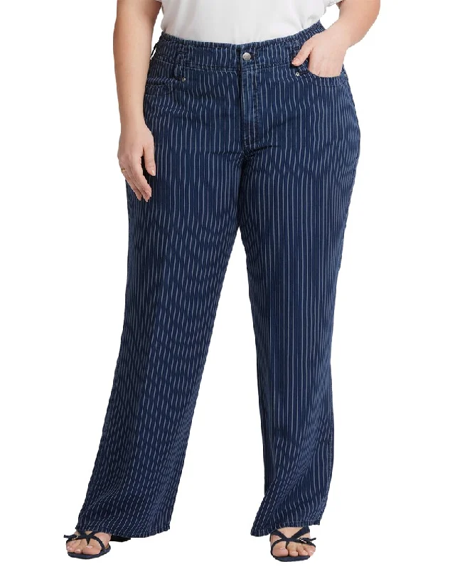 Retro Skirt Design NYDJ Plus Teresa Dark Ocean Wide Leg Jean
