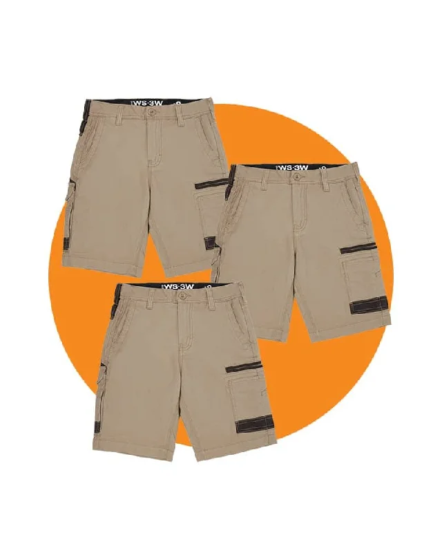 Elegant Comfort Tradies WS-3W Womens Stretch Work Shorts Value Pack - Khaki