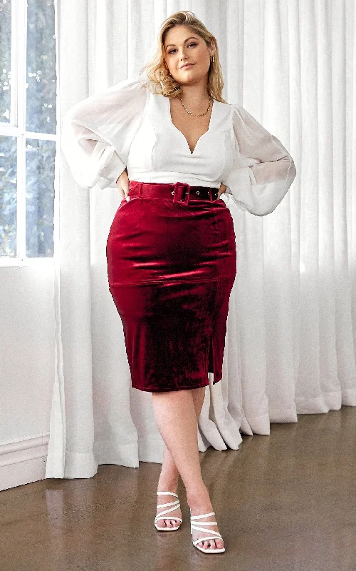 Stylish Ease Gateau Skirt - Burgundy