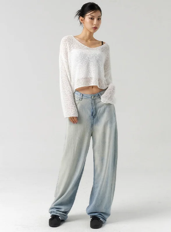 Comfortable down Baggy Low Rise Jeans CU322