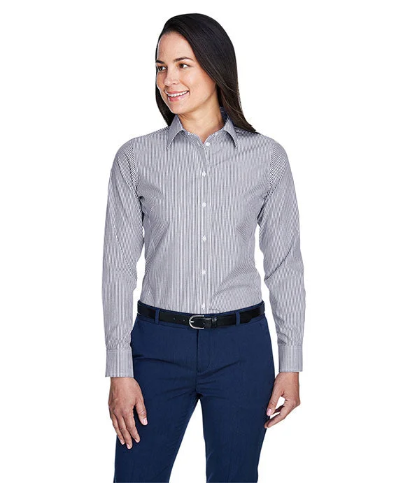 Lounge Wear D645W - Devon & Jones Ladies Crown Woven Collection™ Banker Stripe Shirt | Navy