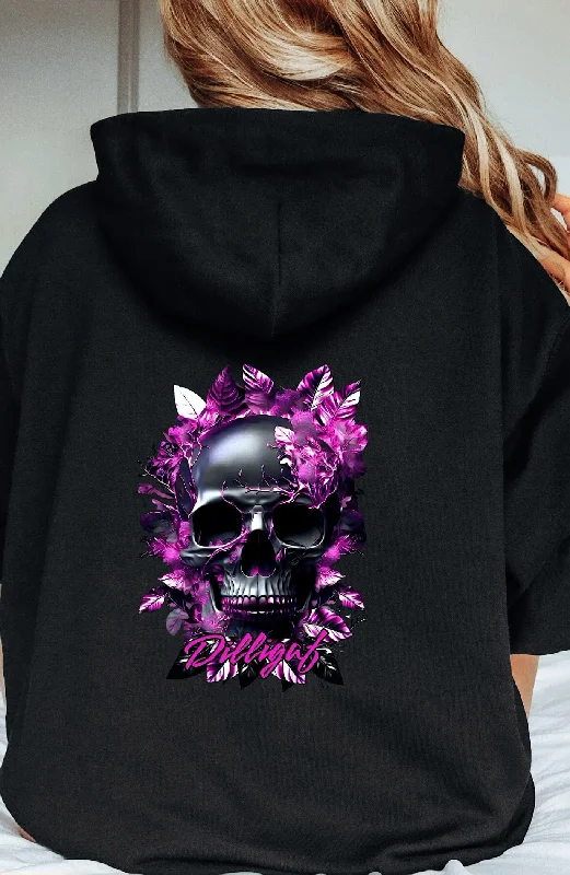 Fresh And Fashionable Dark Purple Skull Pullover Hoodie