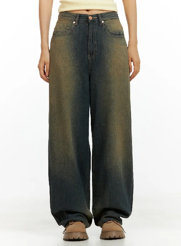 Fashion Style Vintage Washed Denim Baggy Pants CU420