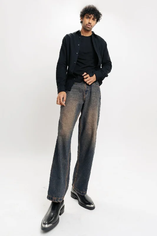 Street Fashion Tinted Men's Wide Jeans