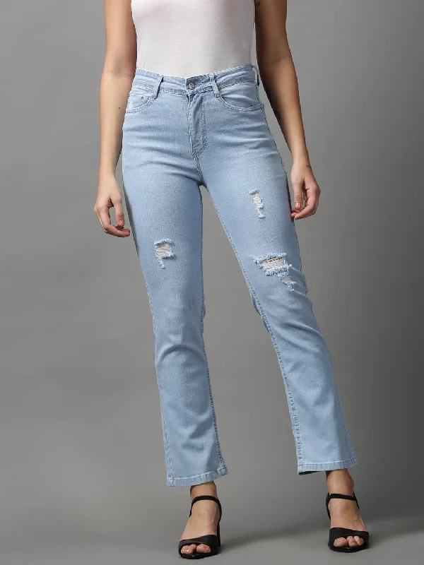 Noble And Elegant Women's Blue Solid Fit Denim Jeans