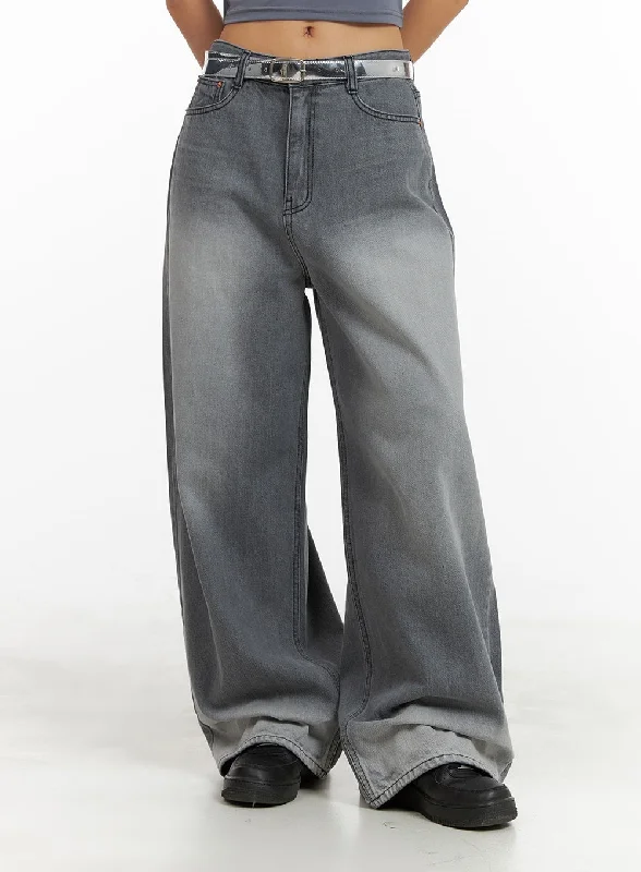Elegant Temperament Washed Cotton Baggy Jeans CA416