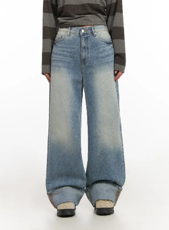 Preview New Products Katie Roll-Up Washed Wide-Leg Jeans ID431