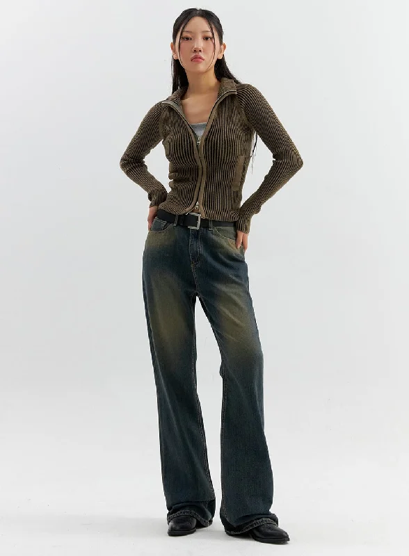 Cozy Fit Vintage Wash Flare Jeans CO306