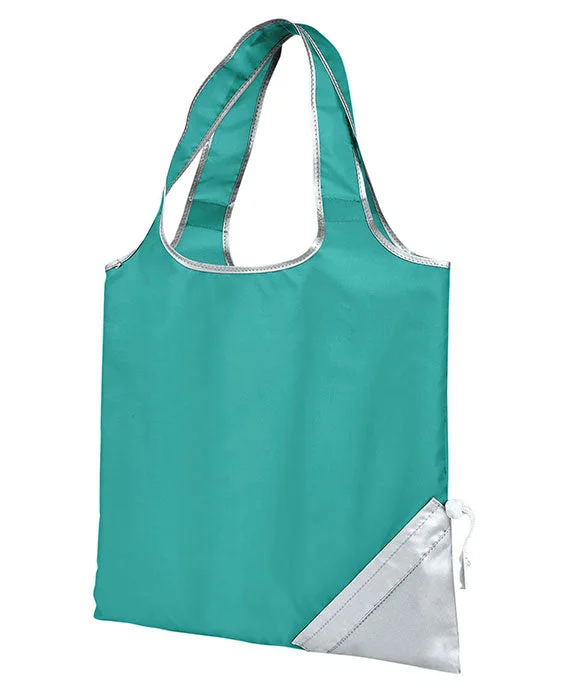 Elegant Style 1182 - Gemline Latitudes Foldaway Shopper Tote Bag | Turquoise/Silver