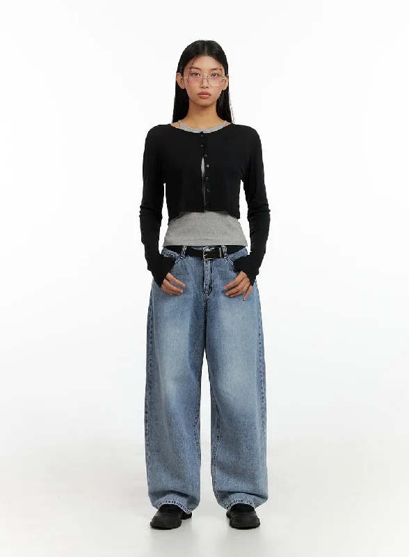 Fashion Must-have Washed Wide Fit Jeans IL419