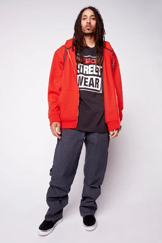 Fashionable And Versatile Small Logo Print Hoodie - Red