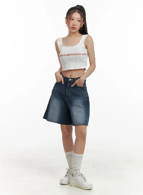 Fashion Style Destroyed Hem Jorts OA416