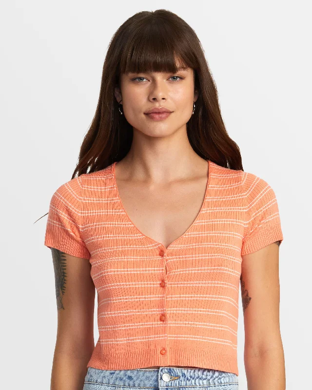 Modern Comfort Taylor Sweater Top V-Neck Sweater - Fusion Coral