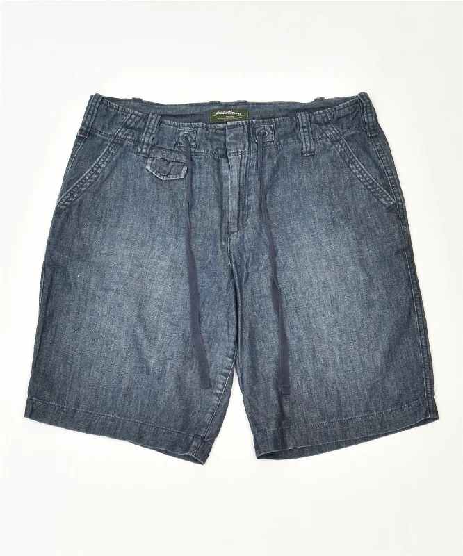 Ultra-lightweight EDDIE BAUER Womens Casual Shorts US 10 Large W32 Navy Blue Cotton Classic