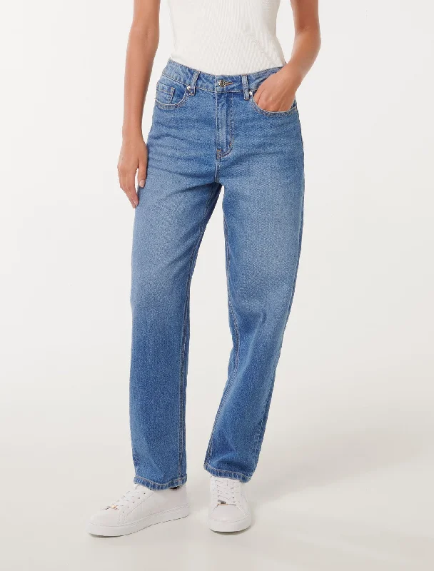 High waist design Cindy Barrel Leg Jeans