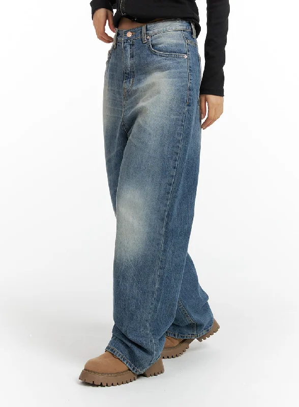 Chic Lounge Wide Washed Denim Jeans CF419