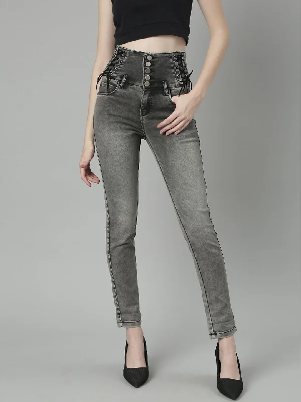 Cool Style Women Grey Denim Jeans