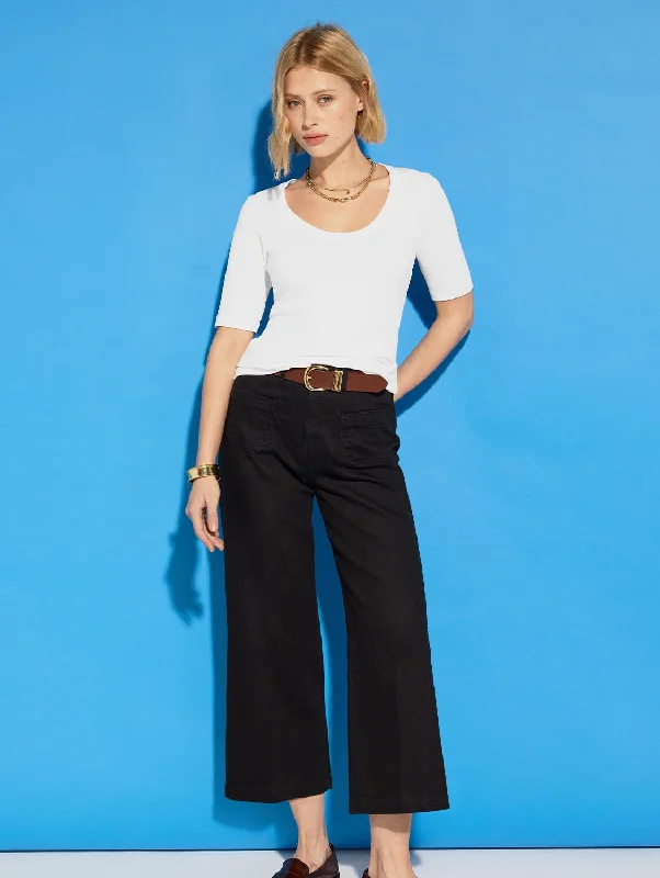 Cozy Shirts Jena Organic Wide Crop Jeans | Washed Black
