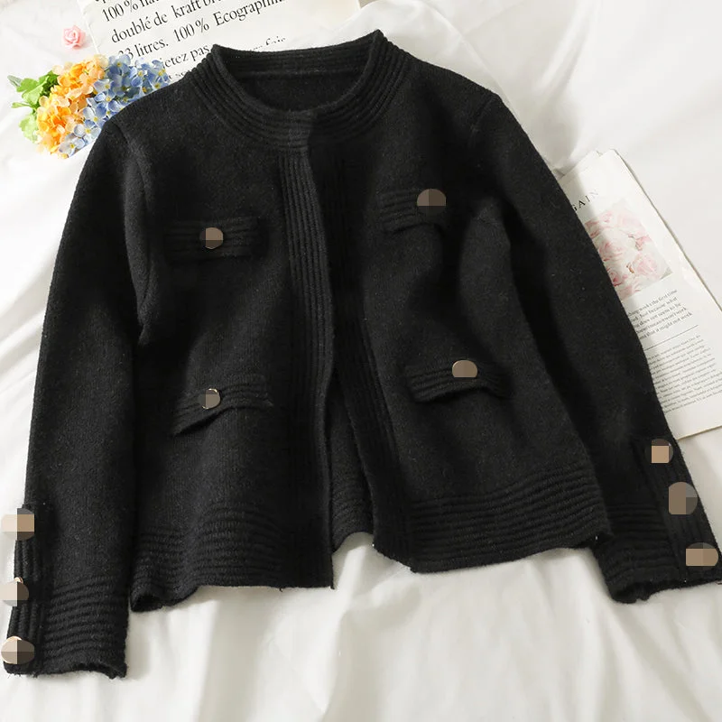 Loose Fit French niche design loose and thin buttonless sweater  1801