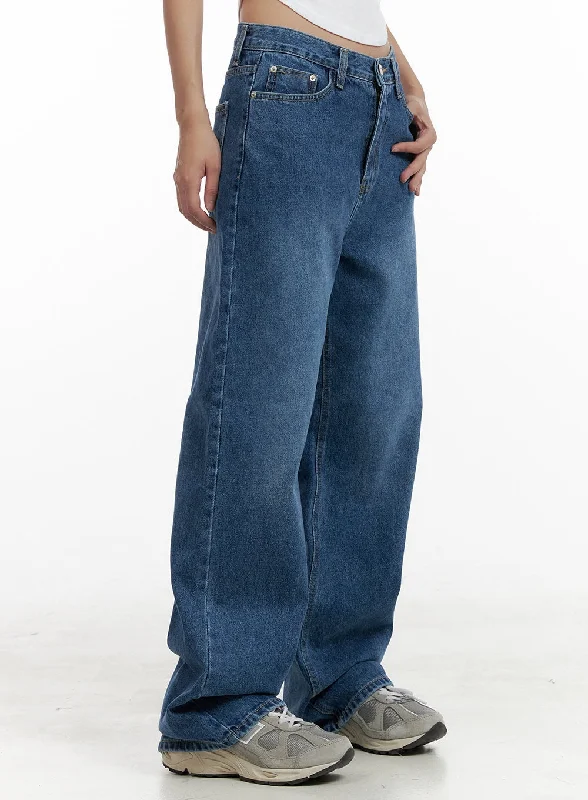 Fashion Wear Eva Blue Washed Baggy Jeans CL431