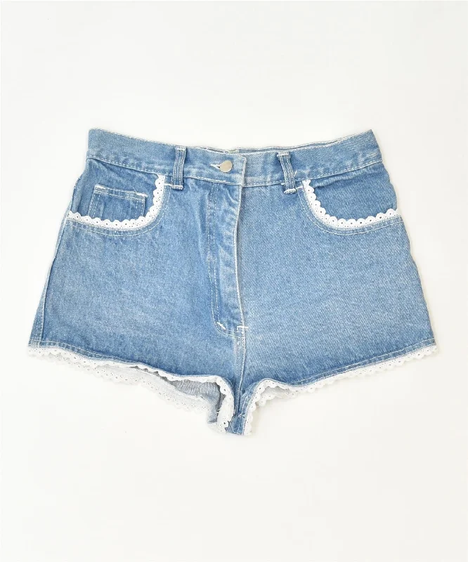 Knitted Design BLUE TAG Womens Denim Hot Pants IT 44 Medium W30 Blue Cotton Classic
