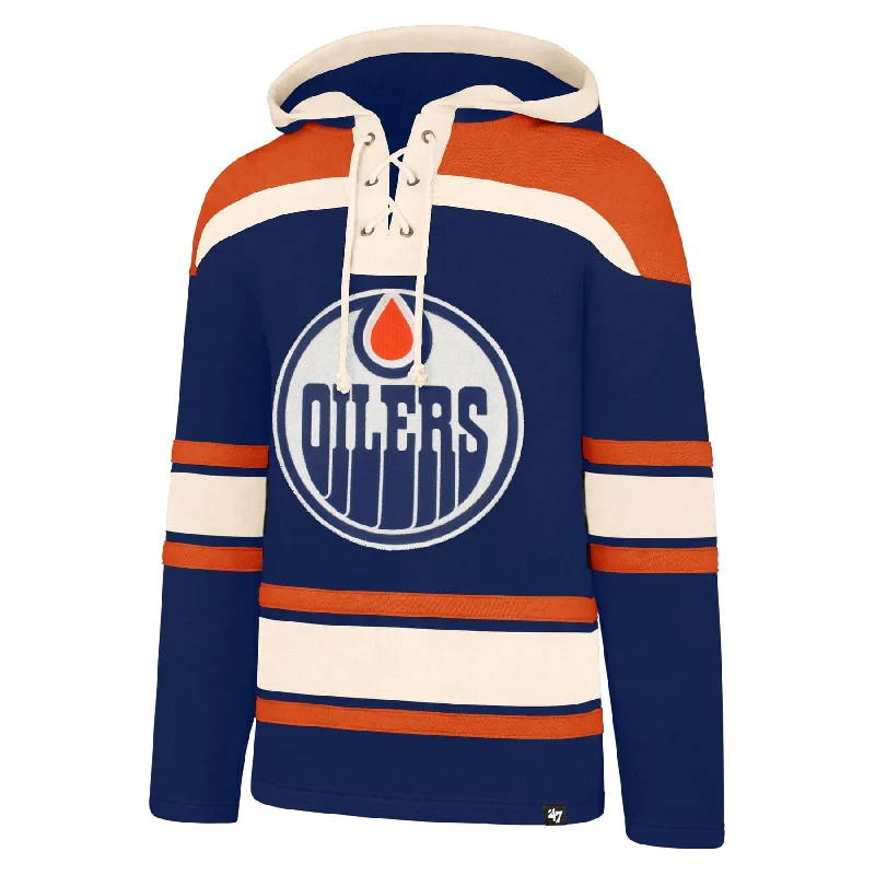 Breathable Design 47 Brand NHL Lacer Fleece Mens Hoody - Edmonton Oilers