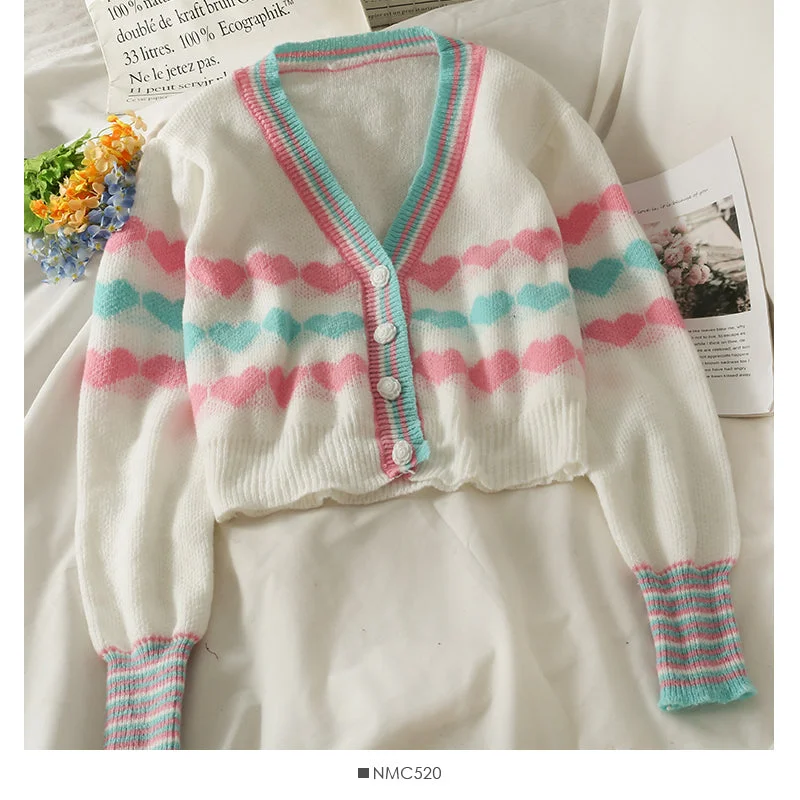 Cozy Vibes Single breasted sweater women's short slim long sleeved sweater  1774